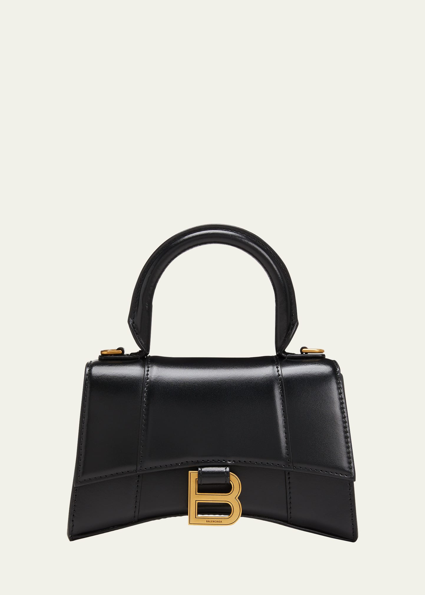 Balenciaga Sac à poignée supérieure Hourglass XS en cuir de veau brillant