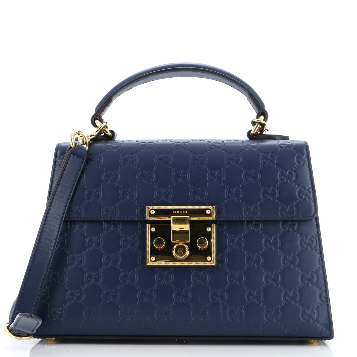 Gucci GUCCI Padlock Top Handle Bag Guccissima Leather Small
