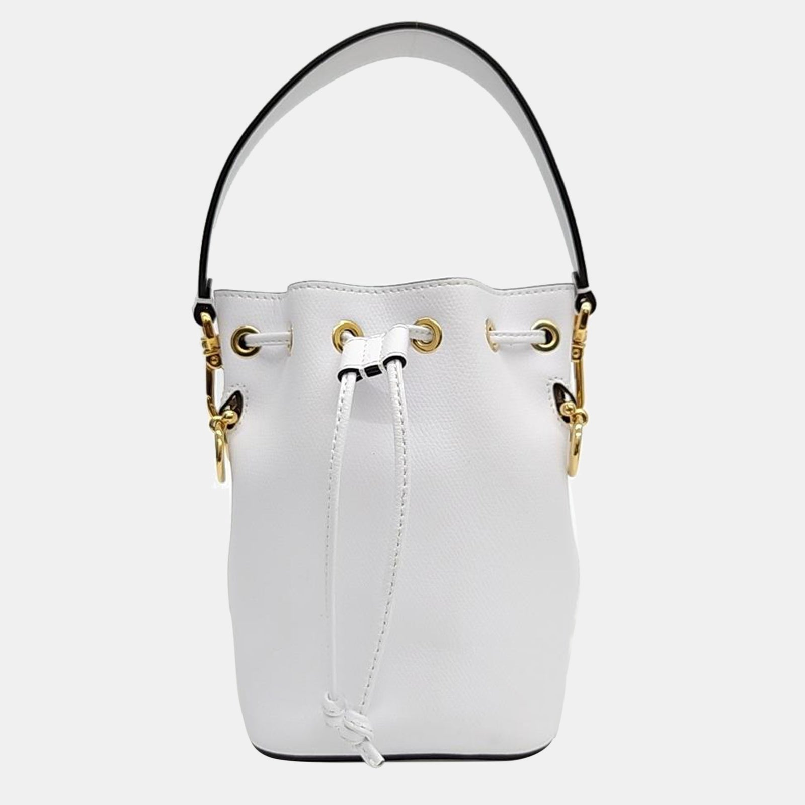 Fendi White Leather Mini Mon Tresor Bucket Bag