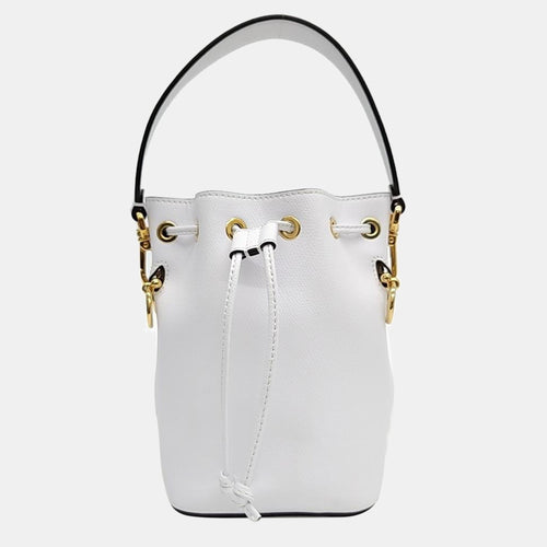 White Leather Mini Mon Tresor Bucket Bag