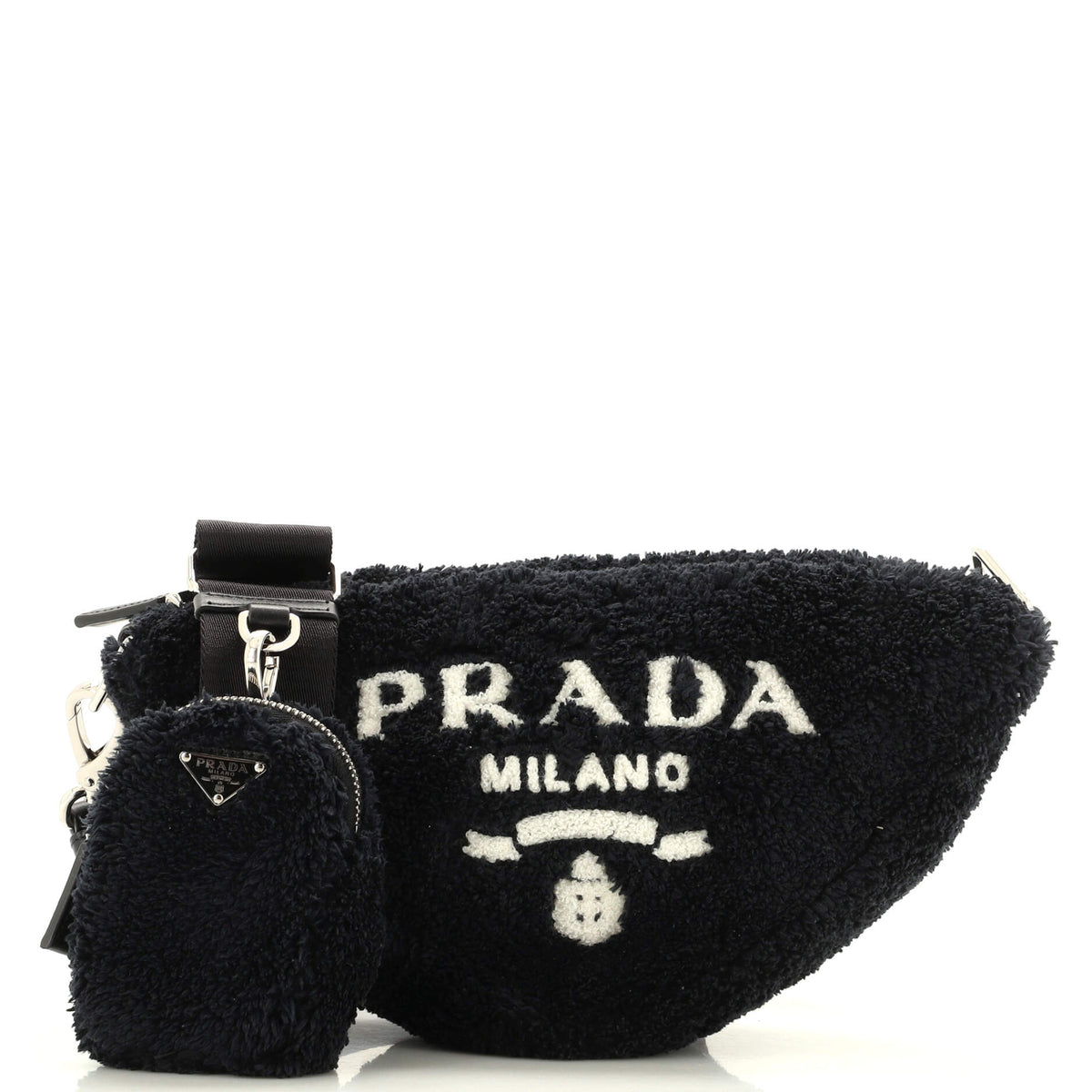Prada PRADA Triangle Logo Zip Crossbody Bag Terry Cloth Small