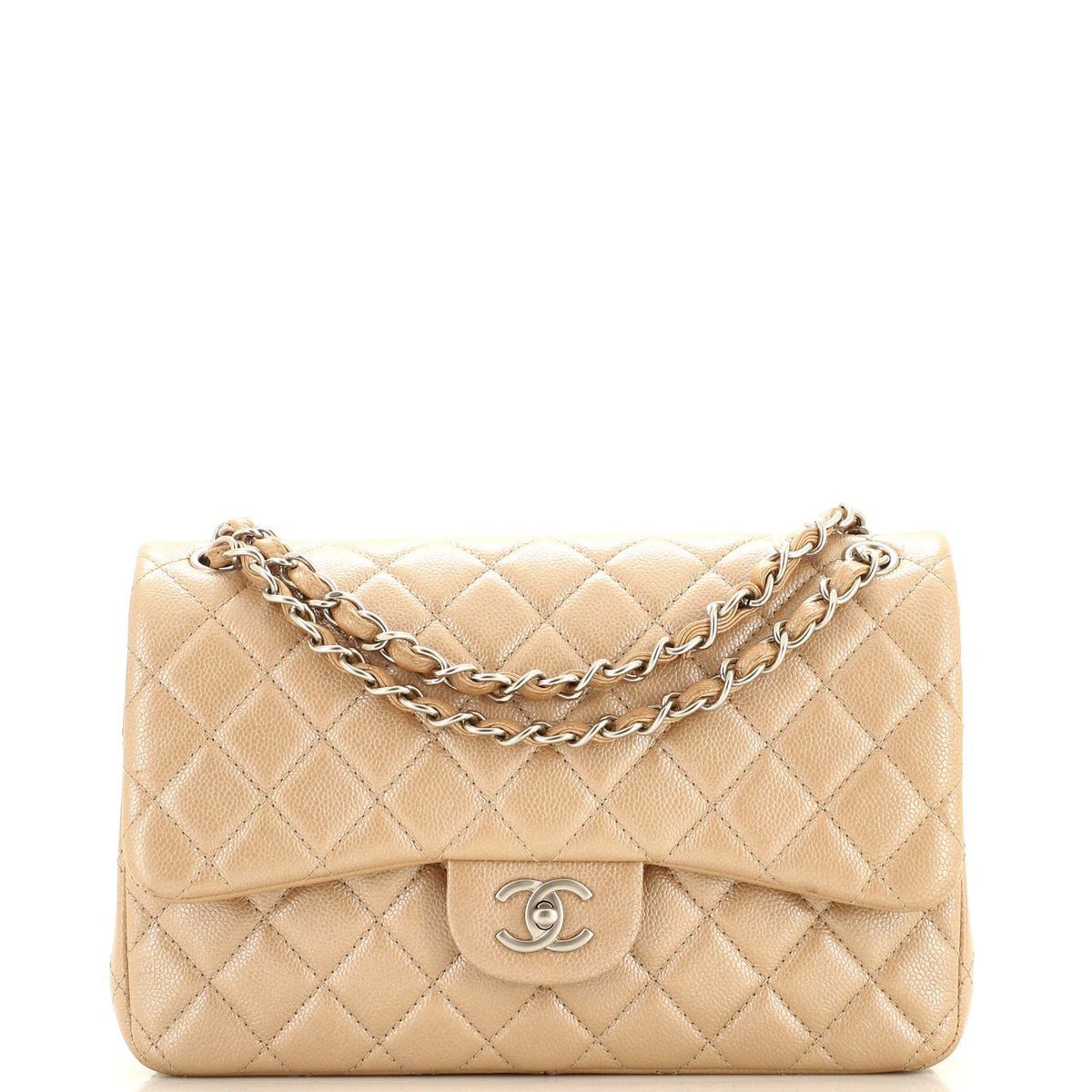 Chanel CHANEL Classic Double Flap Bag Quilted Iridescent Caviar Jumbo