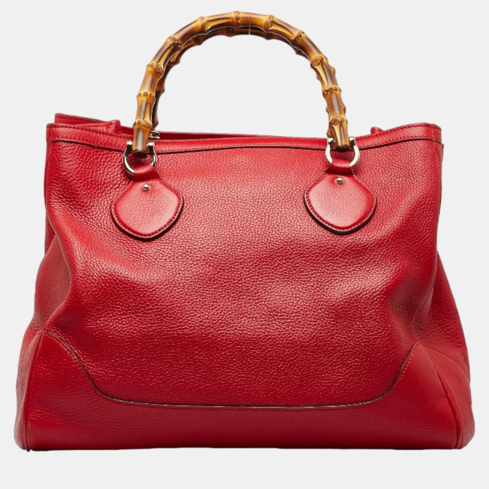 Gucci Sac fourre-tout Diana en cuir rouge de taille moyenne et en bambou