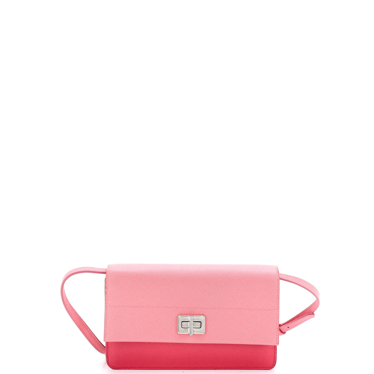 Prada PRADA Turn Lock Wallet Crossbody Saffiano Leather Small