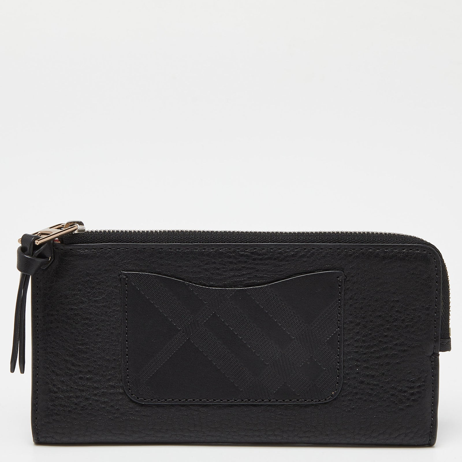 Burberry Black Leather Zip Bifold Wallet