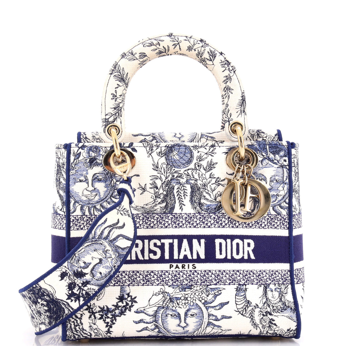 Christian Dior Lady D-Lite Bag Embroidered Canvas Medium