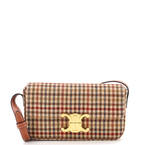 CELINE Triomphe East-West Shoulder Bag Tweed