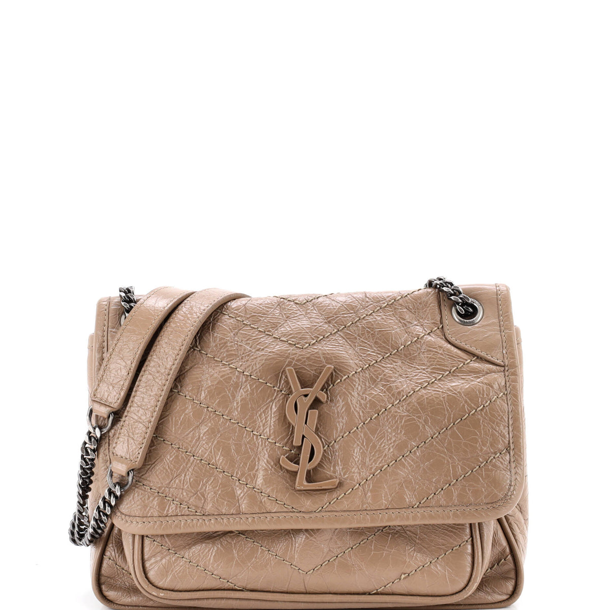 Saint Laurent Niki Chain Flap Bag Matelasse Chevron Leather Baby