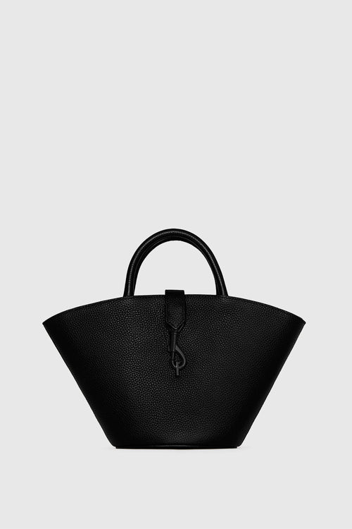 Megan Mini Fan Tote Bag In Black