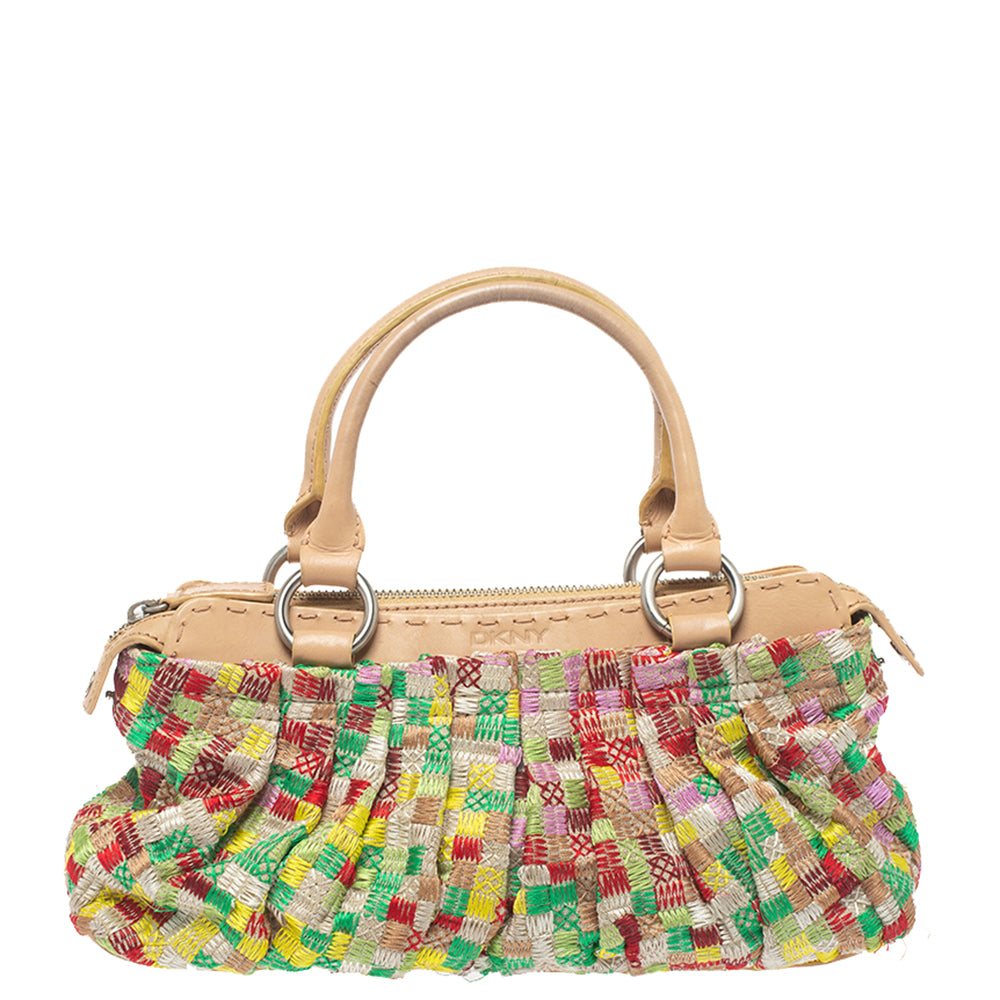 DKNY Multicolor Canvas Embroidered Tote