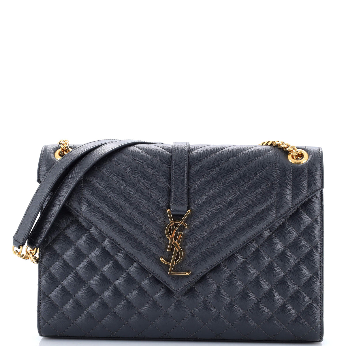 Saint Laurent Classic Monogram Envelope Satchel Mixed Matelasse Leather Large