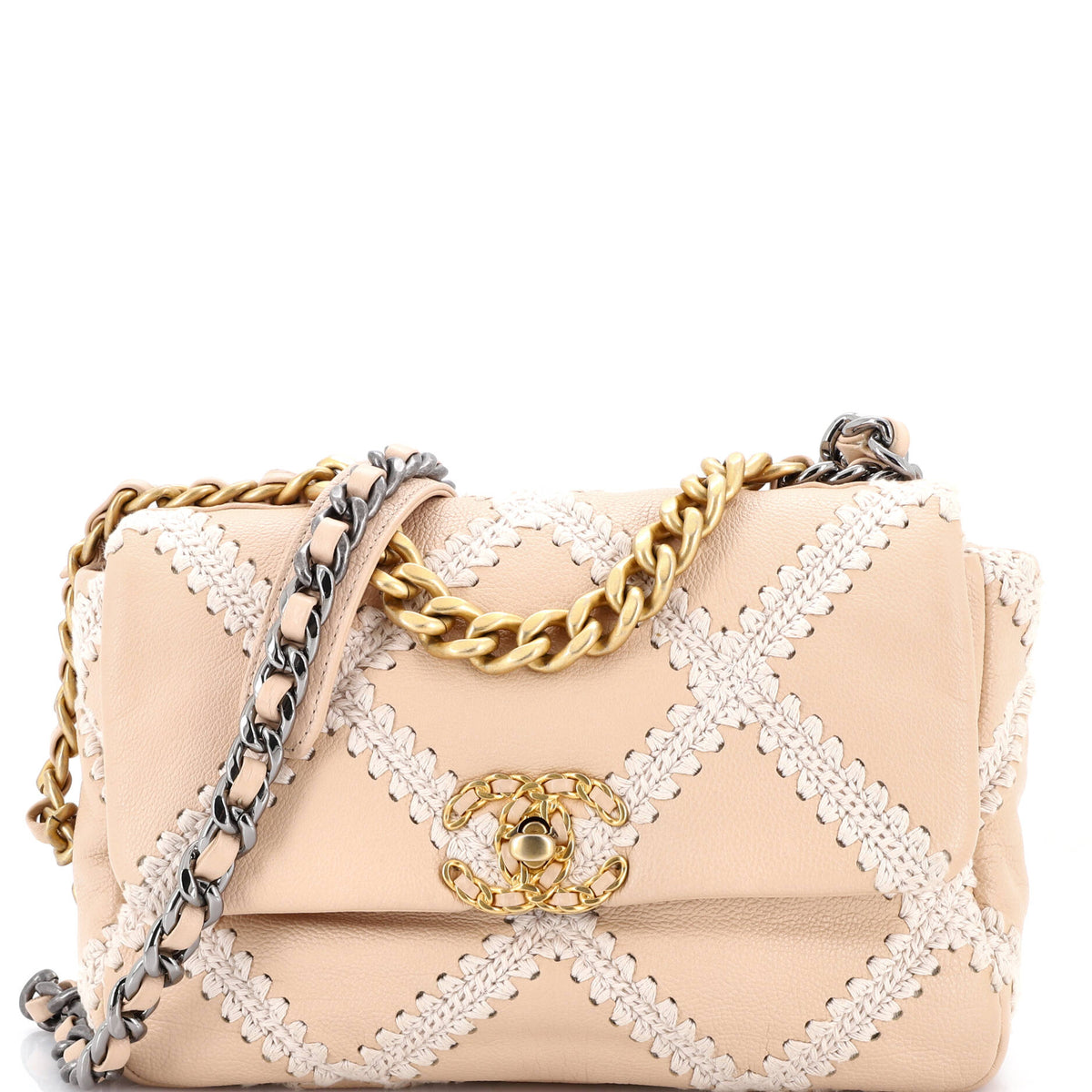Chanel CHANEL 19 Flap Bag Crochet Quilted Calfskin Medium