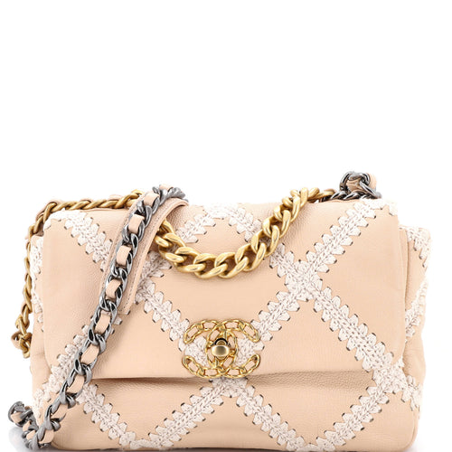 CHANEL 19 Flap Bag Crochet Quilted Calfskin Medium