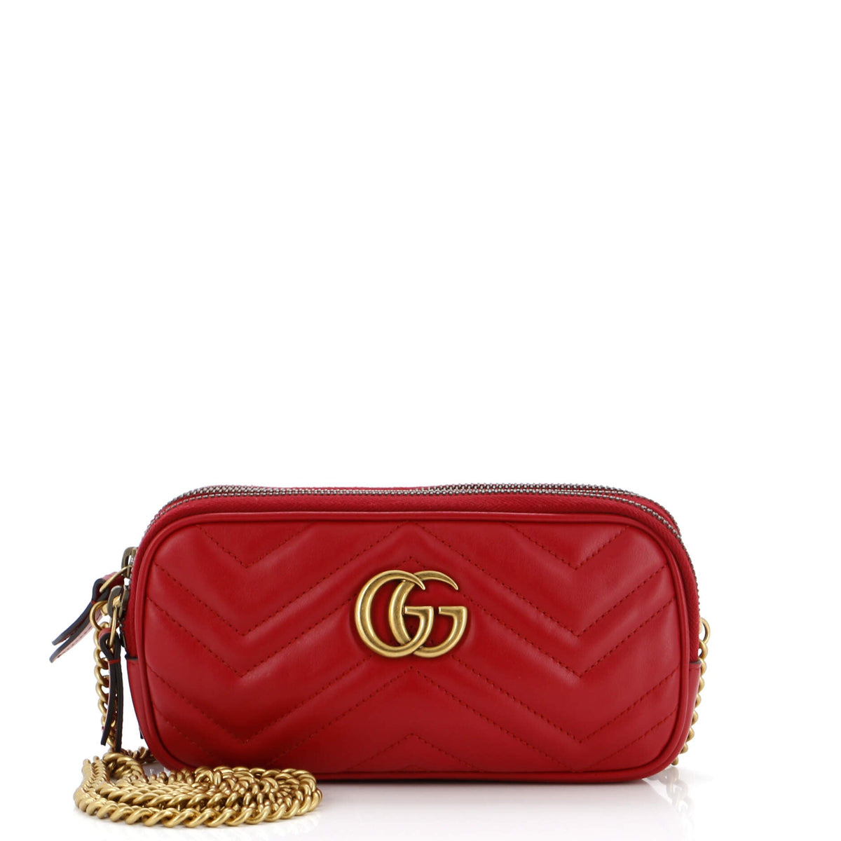 Gucci GUCCI GG Marmont Triple Zip Chain Bag Matelasse Leather Mini