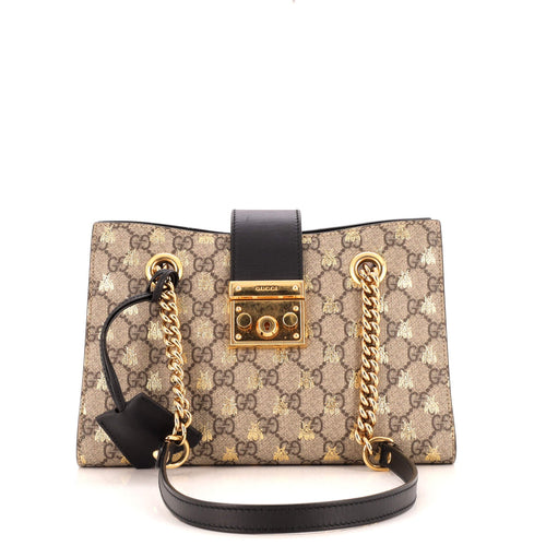 GUCCI Padlock Chain Tote Printed GG Coated Canvas Small