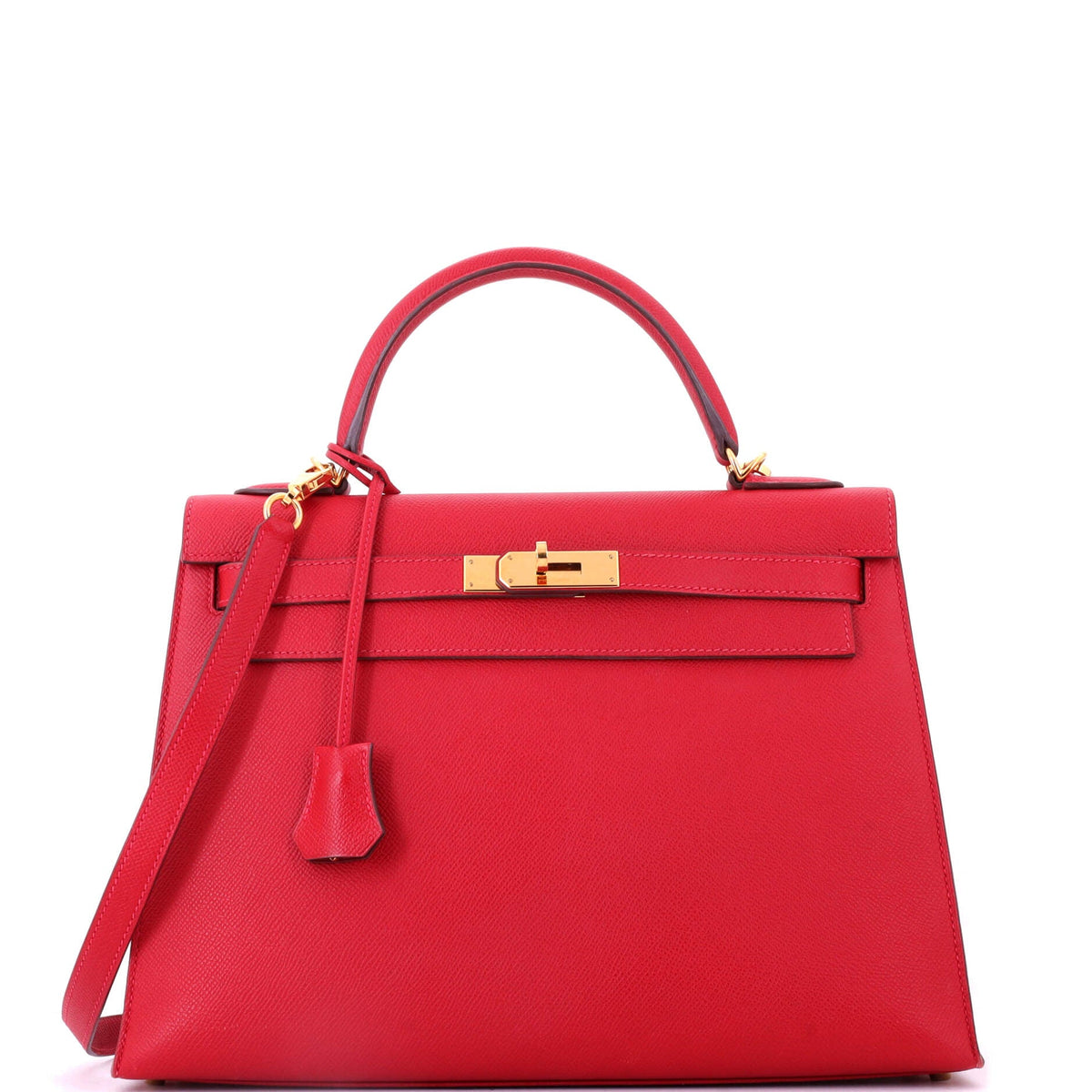 Herm?s Kelly Handbag Rouge Casaque Epsom with Gold Hardware 32