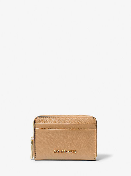 Michael Kors MK Jet Set Small Pebbled Leather Zip-Around Card Case - Brown - Michael Kors