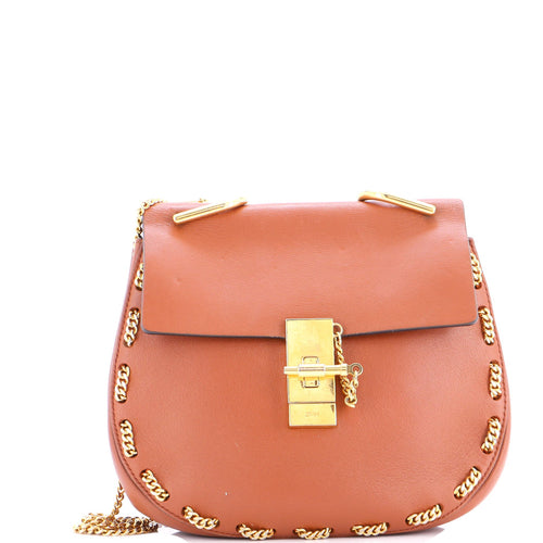 CHLOE Drew Crossbody Bag Chain Embellished Leather Small