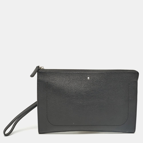 Black Leather Meisterstuck Wristlet Pouch