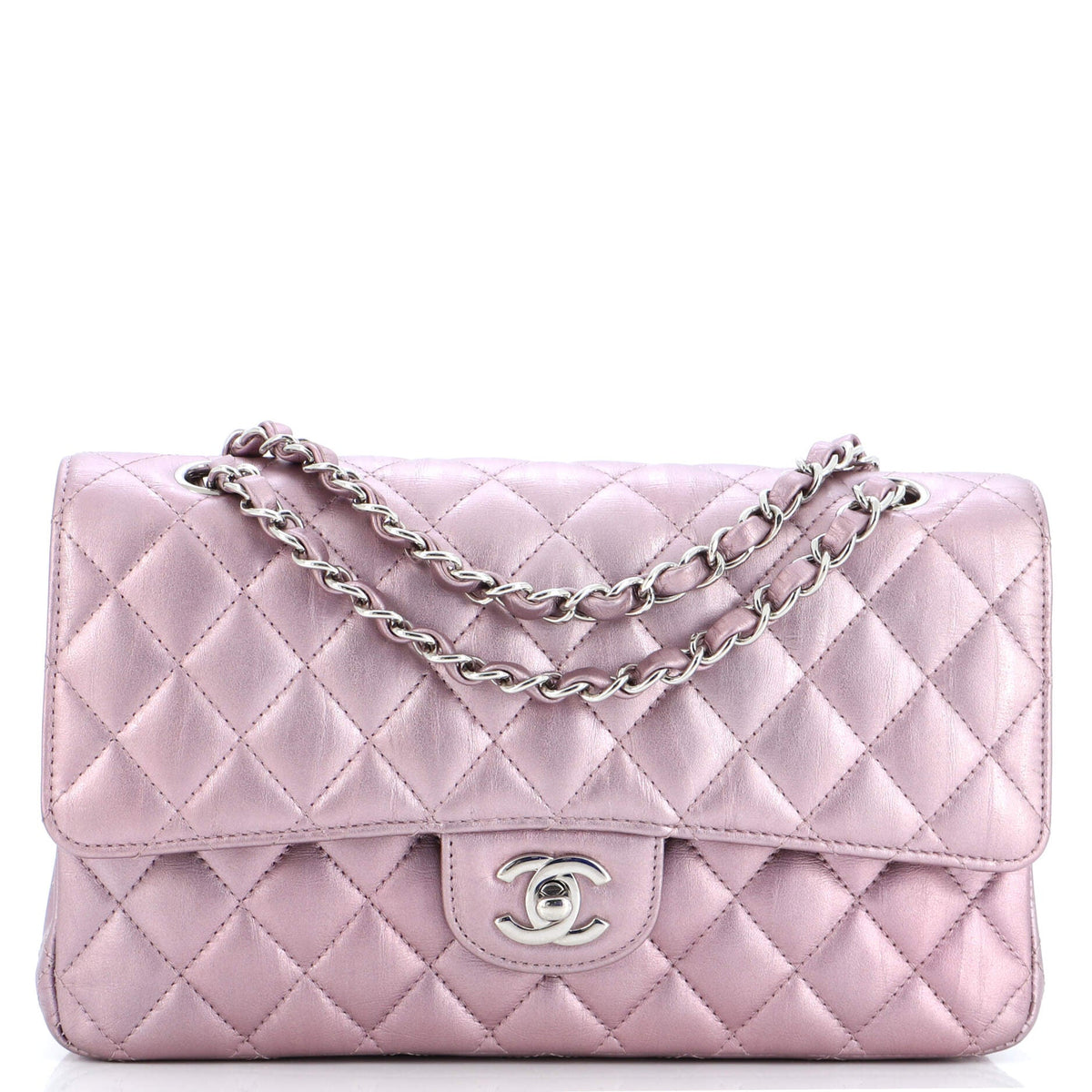 Chanel CHANEL Classic Double Flap Bag Quilted Iridescent Crumpled Calfskin Medium
