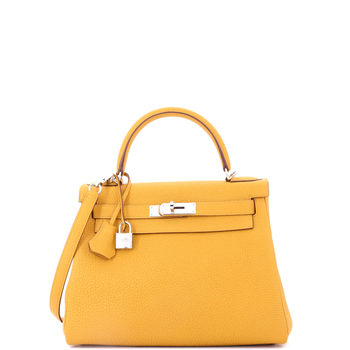 Herm?s Kelly Handbag Jaune Ambre Togo with Palladium Hardware 28