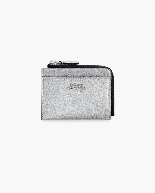 Marc Jacobs The Coated Glitter Everyday Top Zip Wallet in Silver