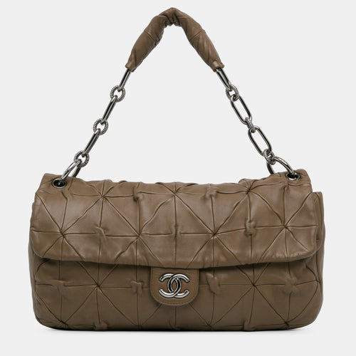Jumbo Quilted Lambskin Origami Soft Squares Flap Bag