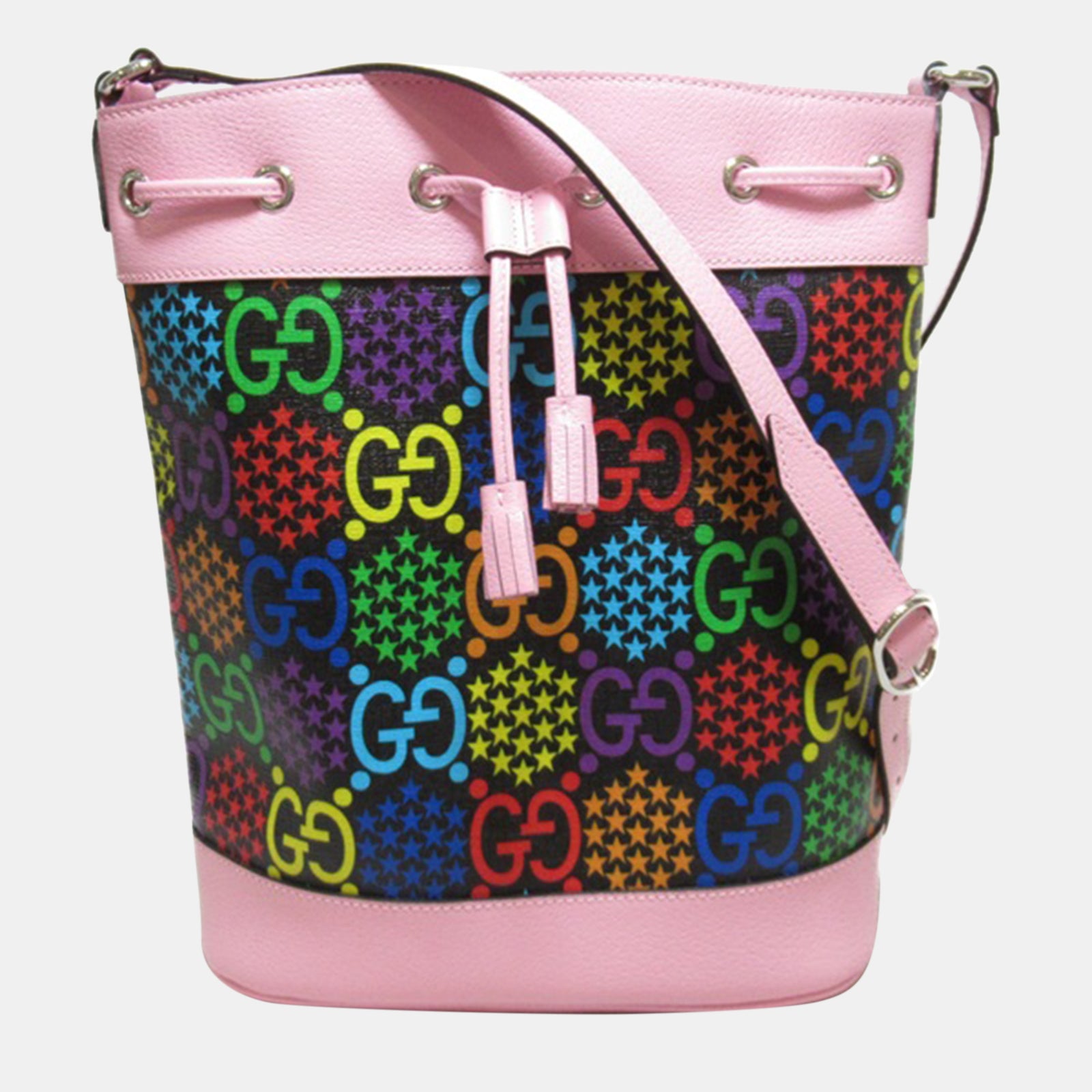 Gucci Sac seau psychédélique en cuir rose GG