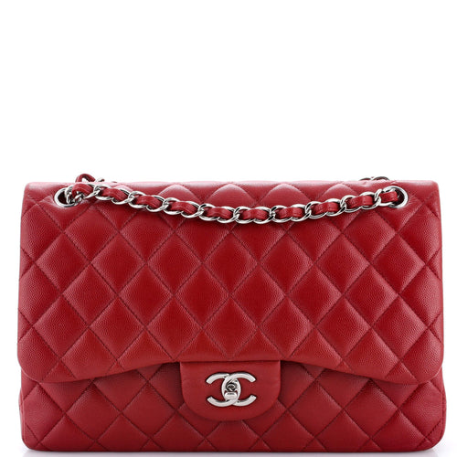 CHANEL Classic Double Flap Bag Quilted Caviar Jumbo