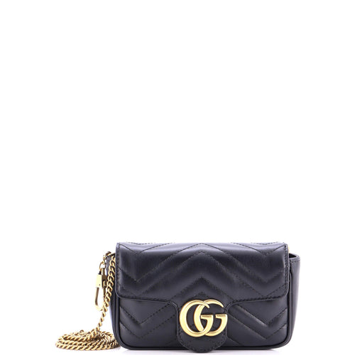 GUCCI GG Marmont Flap Bag Matelasse Leather Super Mini