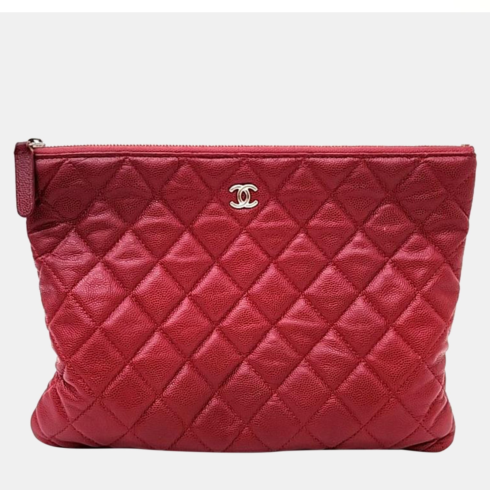 Chanel Red Caviar Clutch New Medium