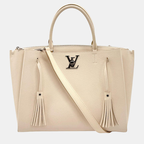 Neutrals Taurillon Leather LockMeTo Top Handle Bags