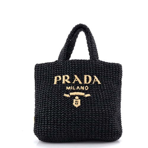 PRADA Logo Tote Raffia Small
