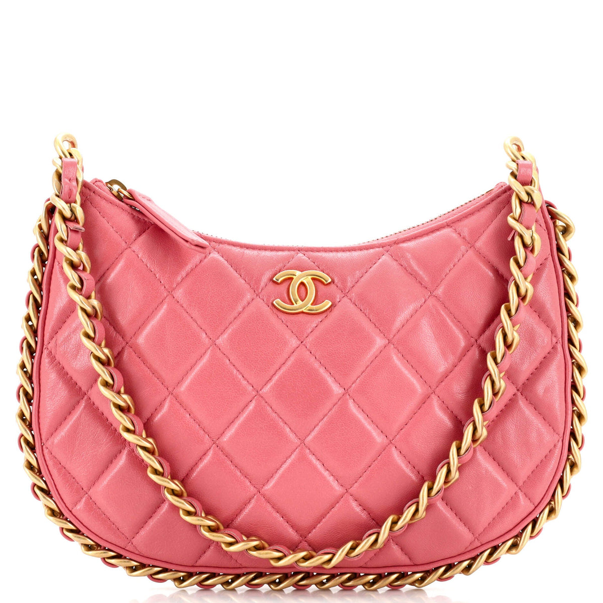 Chanel CHANEL CC Chain Around Hobo Quilted Lambskin