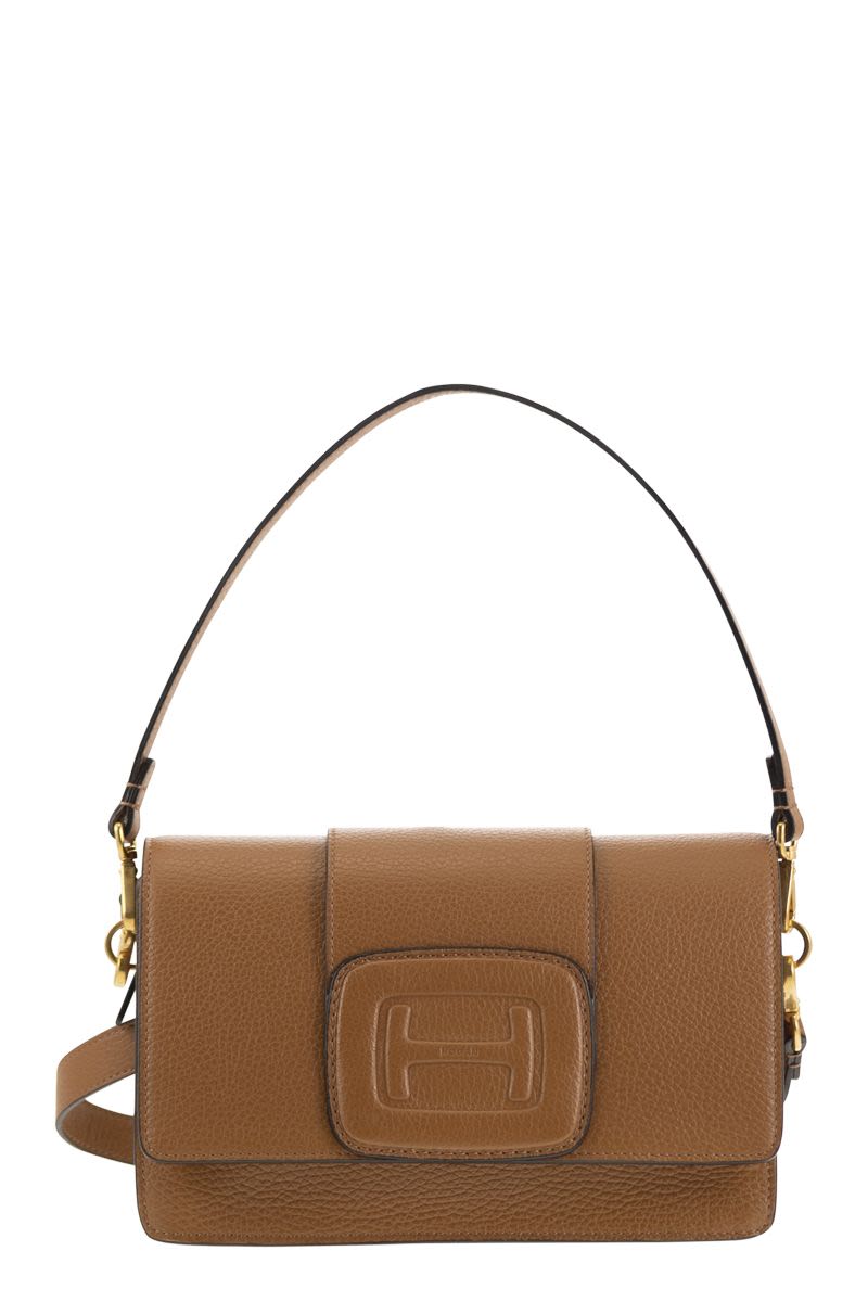 Hogan Women's Rectangular H-Bag Crossbody in Cognac | KBW01MNA1006LT