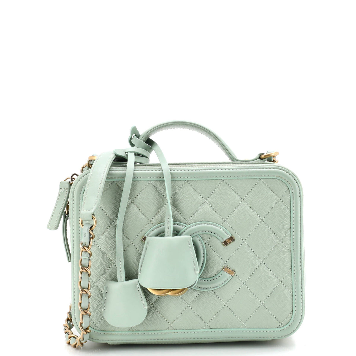 Chanel CHANEL Filigree Vanity Case Quilted Caviar Medium
