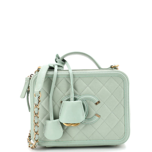 CHANEL Filigree Vanity Case Quilted Caviar Medium