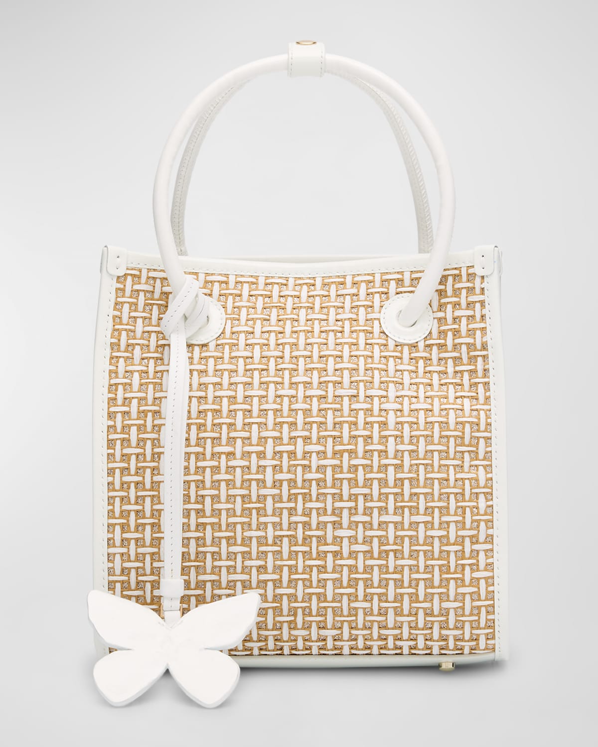 Sophia Webster Mini North-South Raffia Tote Bag