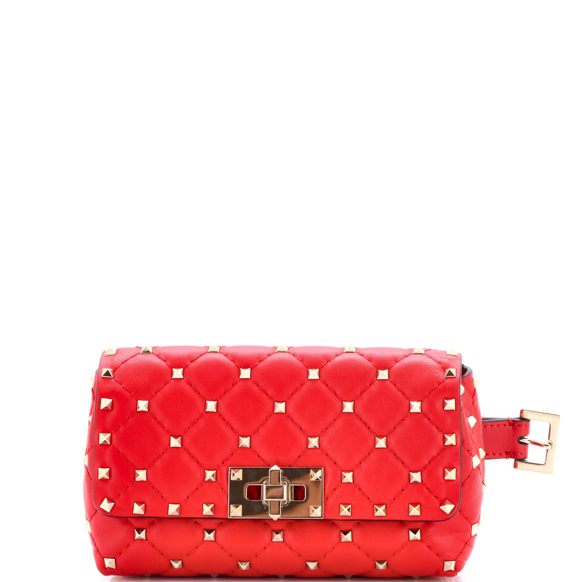 Valentino VALENTINO GARAVANI Rockstud Spike Turnlock Belt Bag Quilted Leather