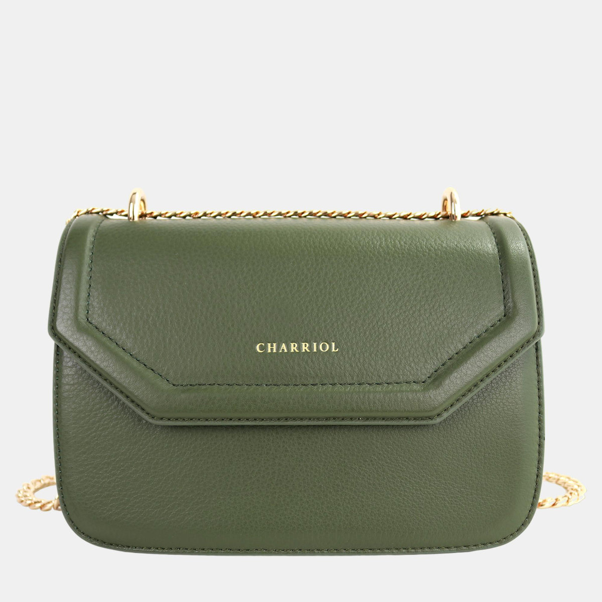 Charriol Military Green Leather Twilight Handbag
