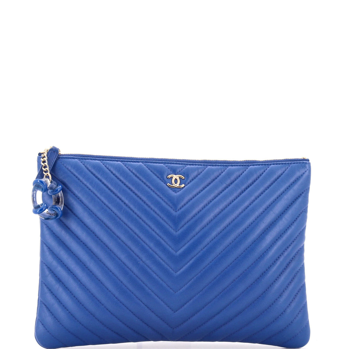 Chanel CHANEL Charm O Case Pouch Chevron Lambskin Medium