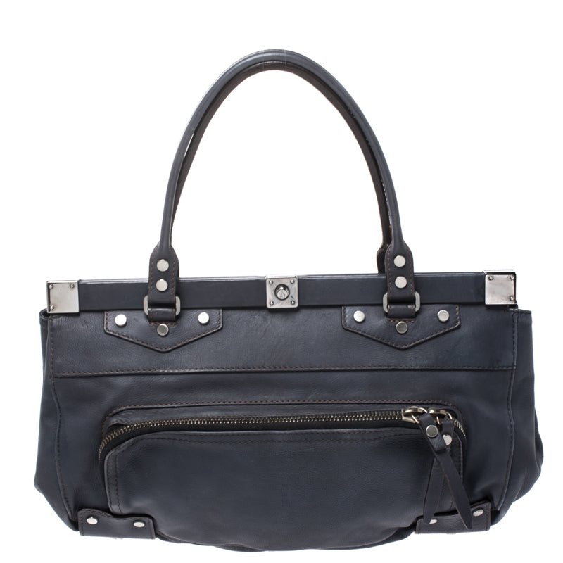 Lanvin Blue Leather Frame Satchel