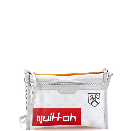 Double Flat Messenger Bag Limited Edition Logo Story Monogram Canvas and Denim