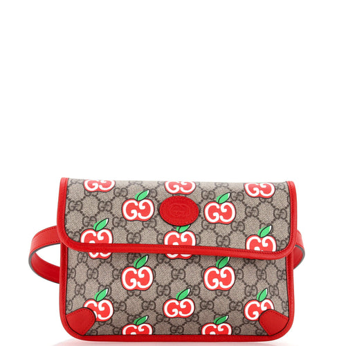 GUCCI Flap Belt Bag Apple GG Coated Canvas