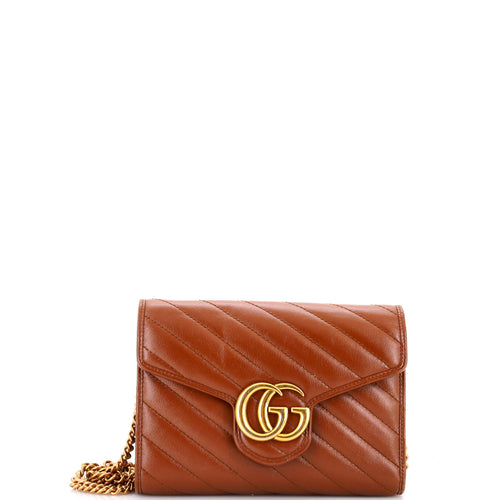 GUCCI GG Marmont Chain Wallet Matelasse Leather Mini