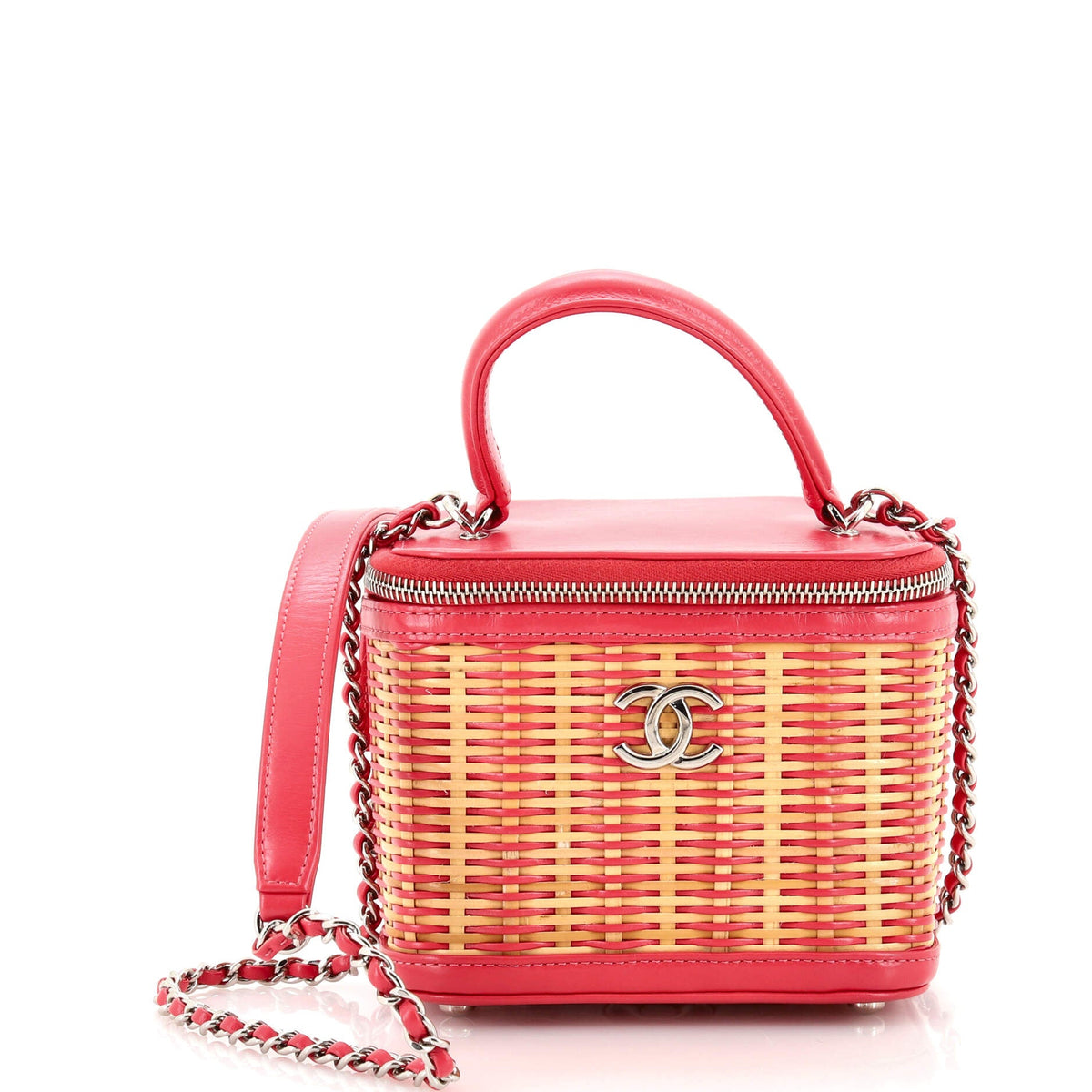 Chanel CHANEL Take Away Vanity Case Rattan and Calfskin Small