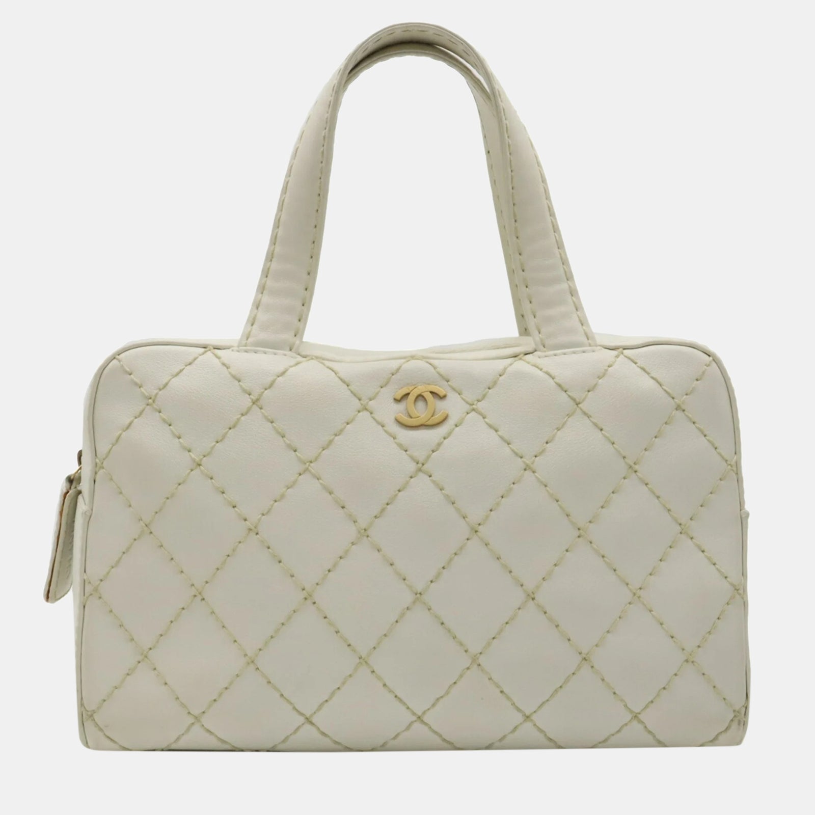 Chanel CHANEL Leather White  Wild Stitch Handbag Boston Bag