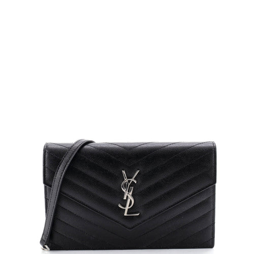 Classic Monogram Wallet on Chain Matelasse Chevron Leather Small
