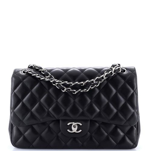 CHANEL Classic Double Flap Bag Quilted Lambskin Jumbo