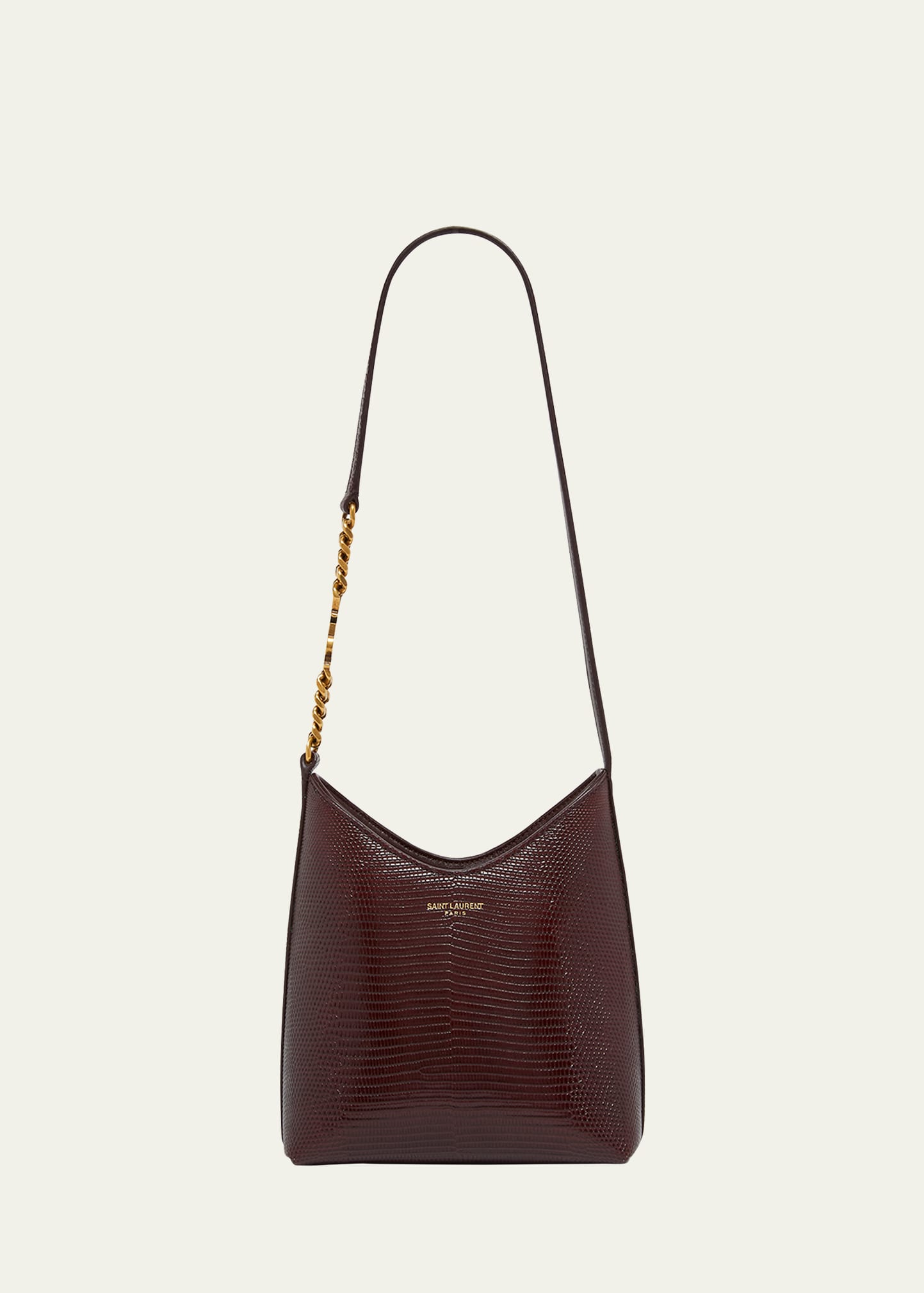 Boss Mini Shoulder Bag in Shiny Lizard-Embossed Leather